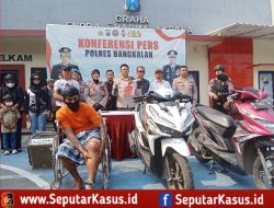 Polres Bangkalan Gelar Konferensi Pers Ungkap Kasus Curanmor, Kapolres Serahkan Kendaraan ke Pemilik 