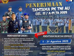 Lanud Muljono Buka Rekrutmen Tamtama PK TNI AU Gelombang III/A-91 Tahun 2025, Cek Link Pendaftarannya