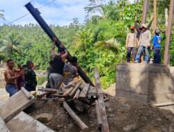 Percepat Konektivitas Desa, Kodim1617/Jembrana Rampungkan Tiang Pilon Jembatan 